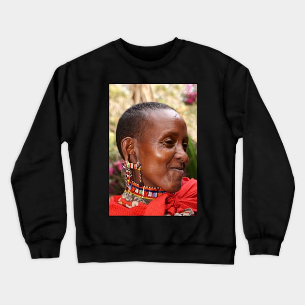 Portrait of a Young Maasai (or Masai) Woman, East Africa Crewneck Sweatshirt by Carole-Anne